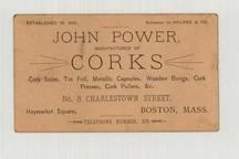 John Power Manufacturer of Corks, Perkins Collection 1850 to 1900 Advertising Cards
